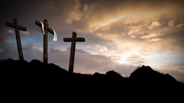 Tres cruces azul sin texto — Vídeo de stock