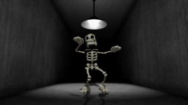 İskelet koridorda dans