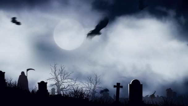 Chauves-souris de cimetière au clair de lune — Video