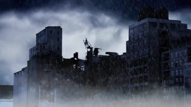 Apokalypse-Stadt im Sturm — Stockvideo