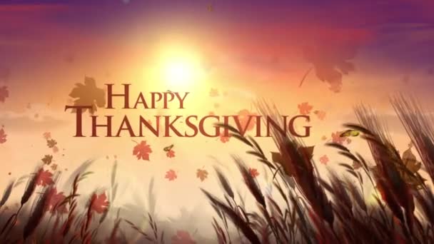 Happy Thanksgiving champ de récolte avec des papillons — Video