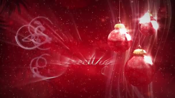 Ornamenti di Natale Stagioni Saluti sul Rosso — Video Stock