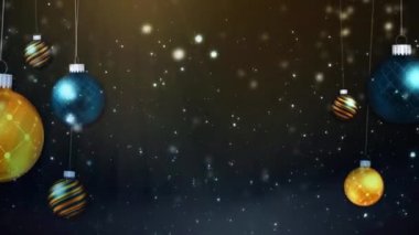 Mutlu Bayramlar Sallanan Süsler Mavi ve Altın