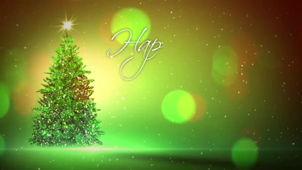 Χαρούμενες γιορτές χέρι γραμμένο με χριστουγεννιάτικο δέντρο — Αρχείο Βίντεο