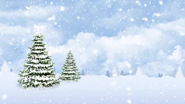雪の冬の日の松の木 — ストック動画