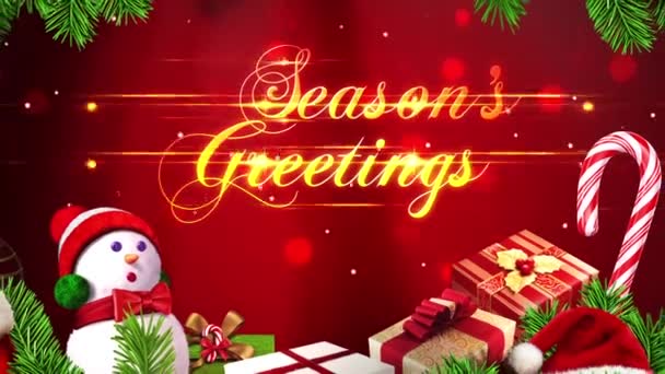 Seasons groeten met deeltjes en ornamenten — Stockvideo