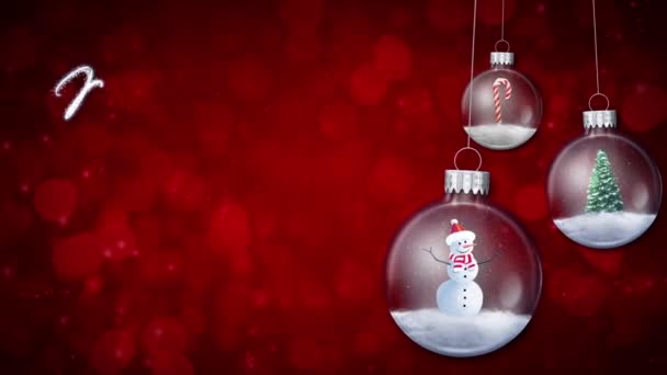 schwungvolle Ornamente auf rotem Merry Christmas Textschleife