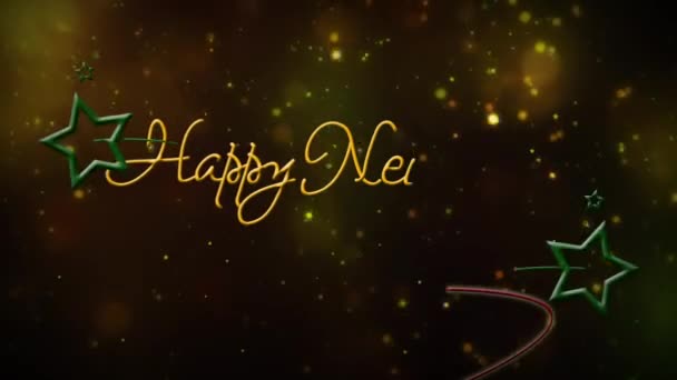 Felice anno nuovo con linee animate e stelle — Video Stock