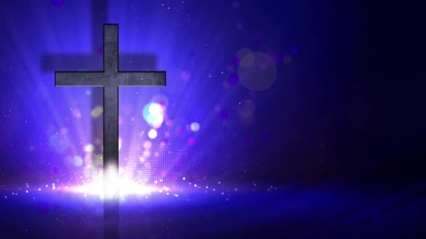 Croix explosive sur fond bleu boucle 