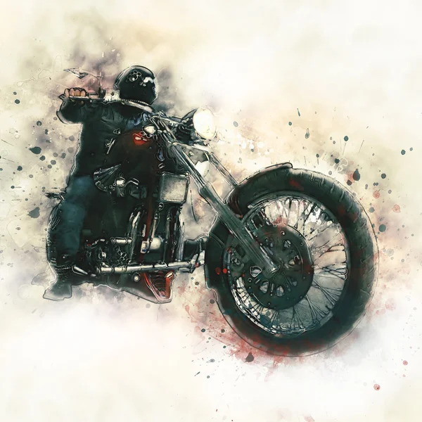 Motosikletli bir motorcu — Stok fotoğraf