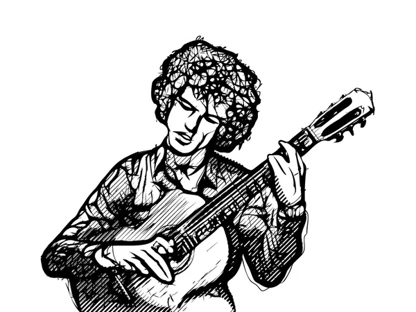 Guitarrista ilustración de color — Vector de stock