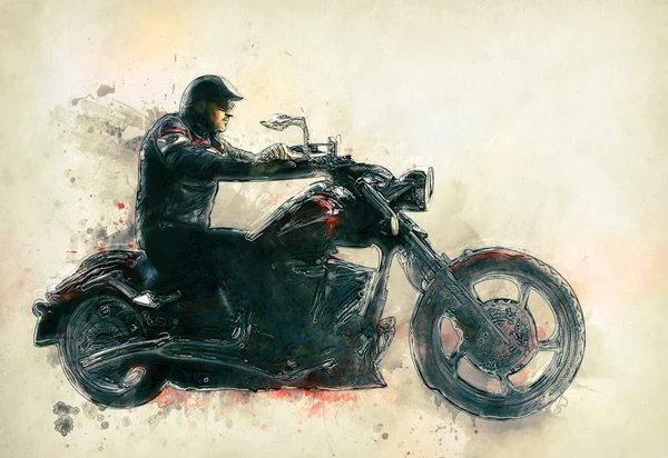 Motorrad-Aquarellmalerei — Stockfoto