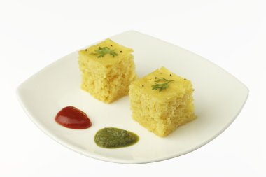 Güney Asya Hint Gucerat dili mercimek kek dhokla.