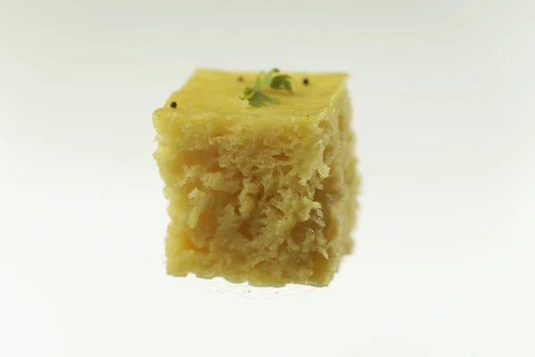 South asian indian gujarati lentil cake dhokla. — Stock Photo, Image
