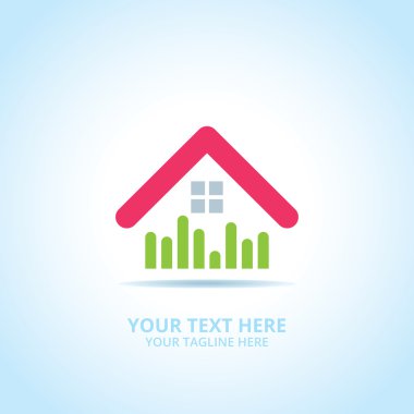 Soyut House logosu, tasarım konsepti, amblem, simge, şablon için düz logo öğesi.