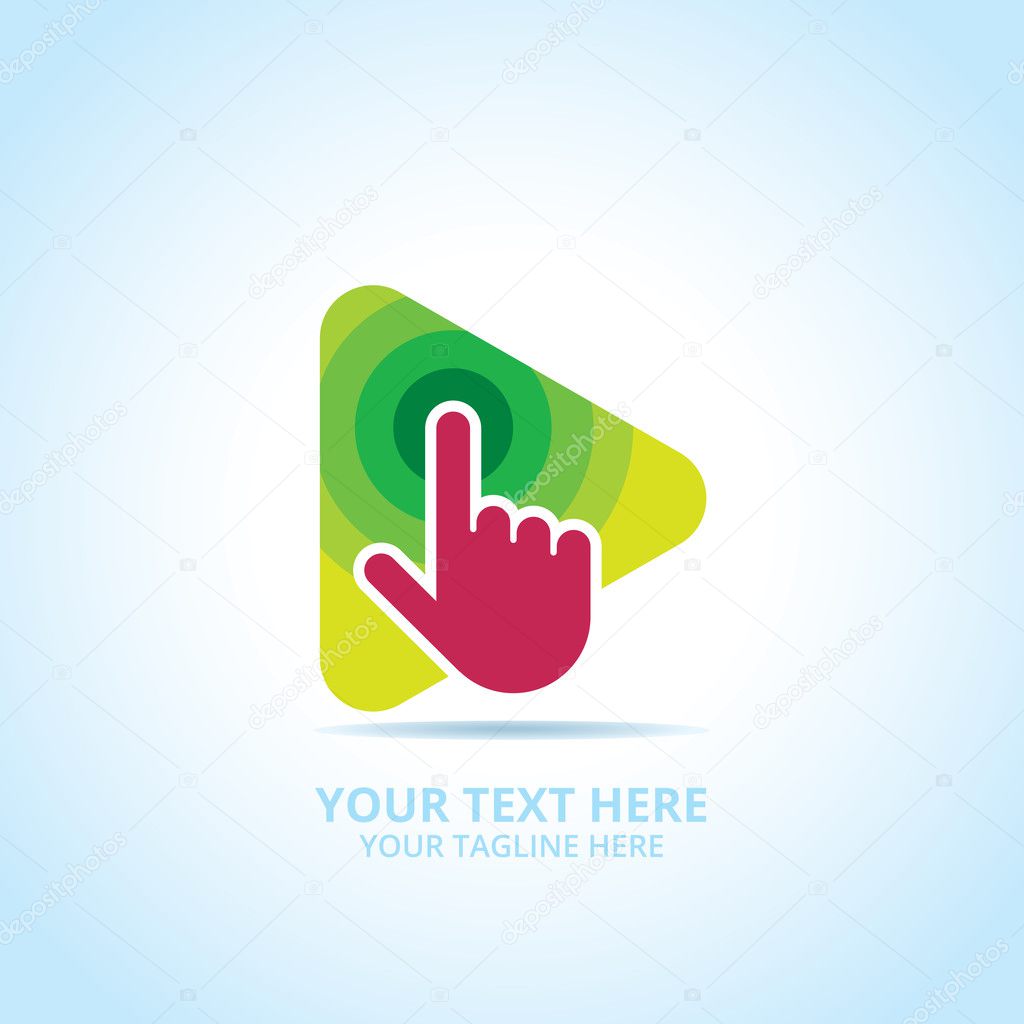 Abstract play logo, design concept, emblem, icon, flat logotype element for template.