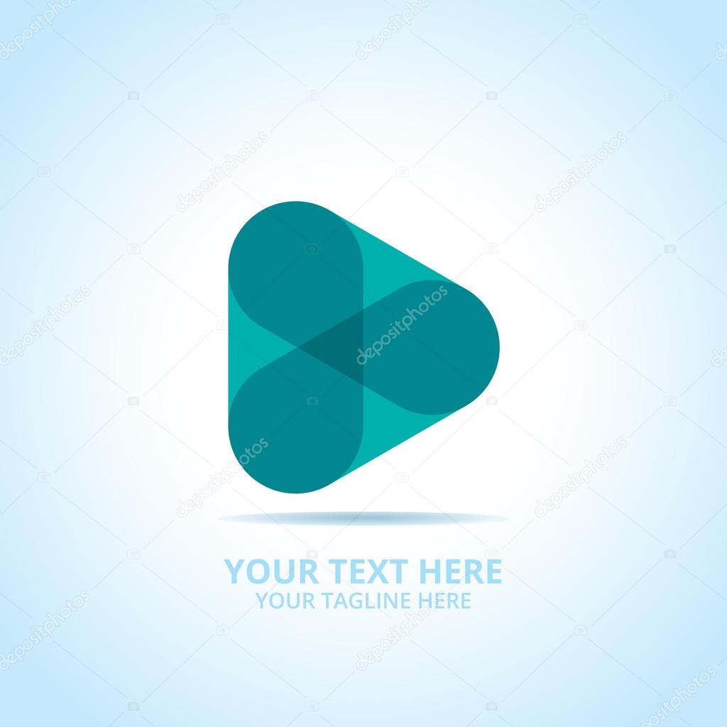Abstract play logo, design concept, emblem, icon, flat logotype element for template.
