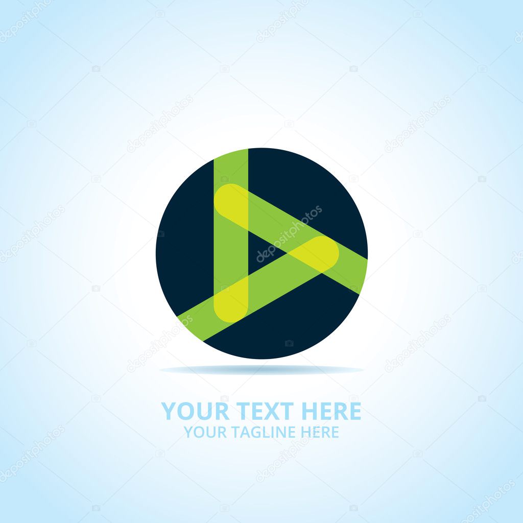 Abstract play logo, design concept, emblem, icon, flat logotype element for template.