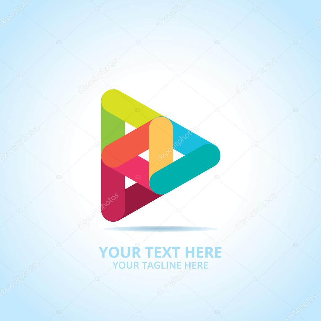 Abstract play logo, design concept, emblem, icon, flat logotype element for template.