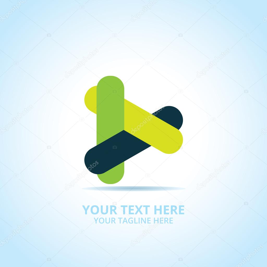 Abstract play logo, design concept, emblem, icon, flat logotype element for template.