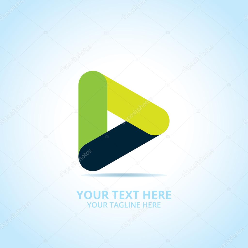 Abstract play logo, design concept, emblem, icon, flat logotype element for template.