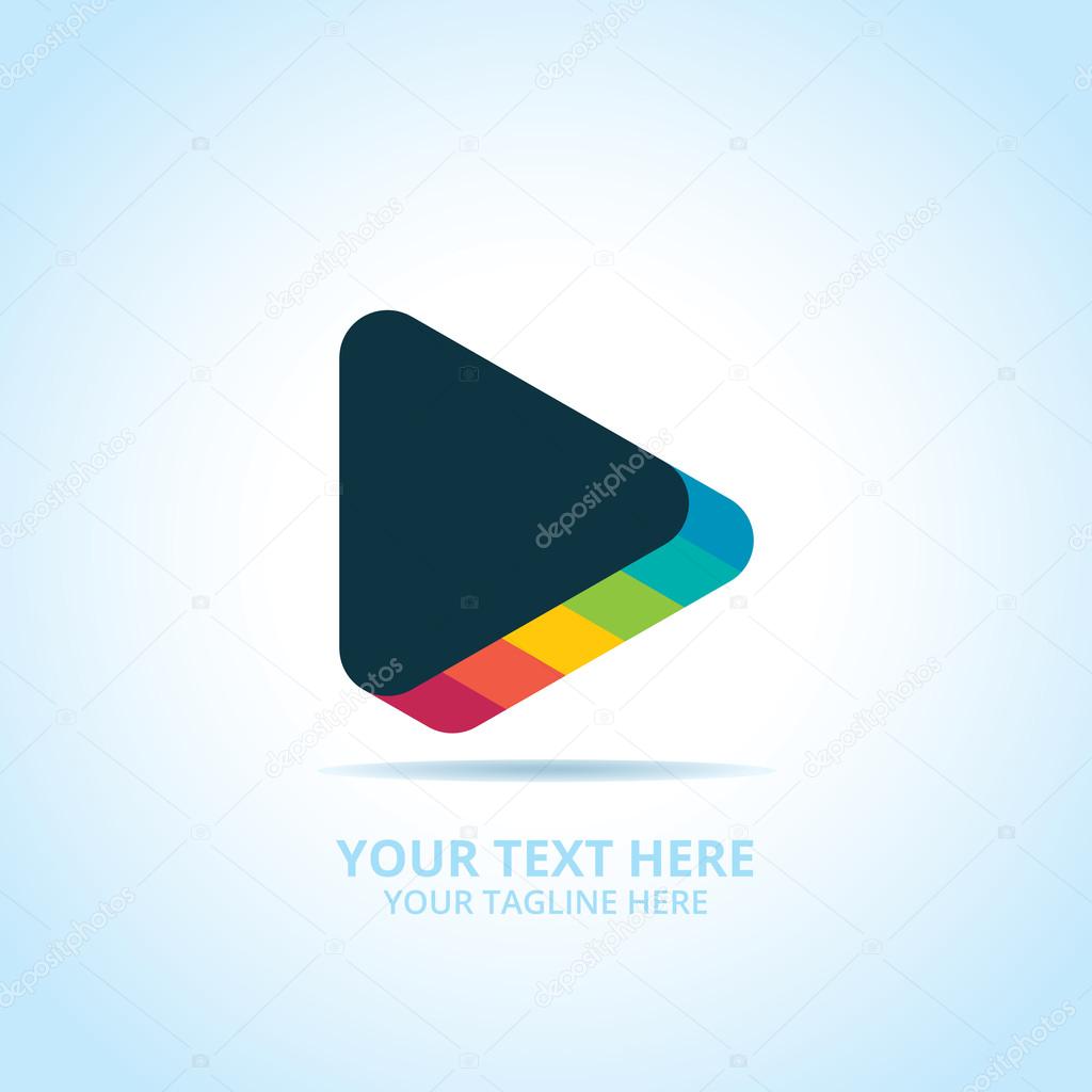 Abstract play logo, design concept, emblem, icon, flat logotype element for template.
