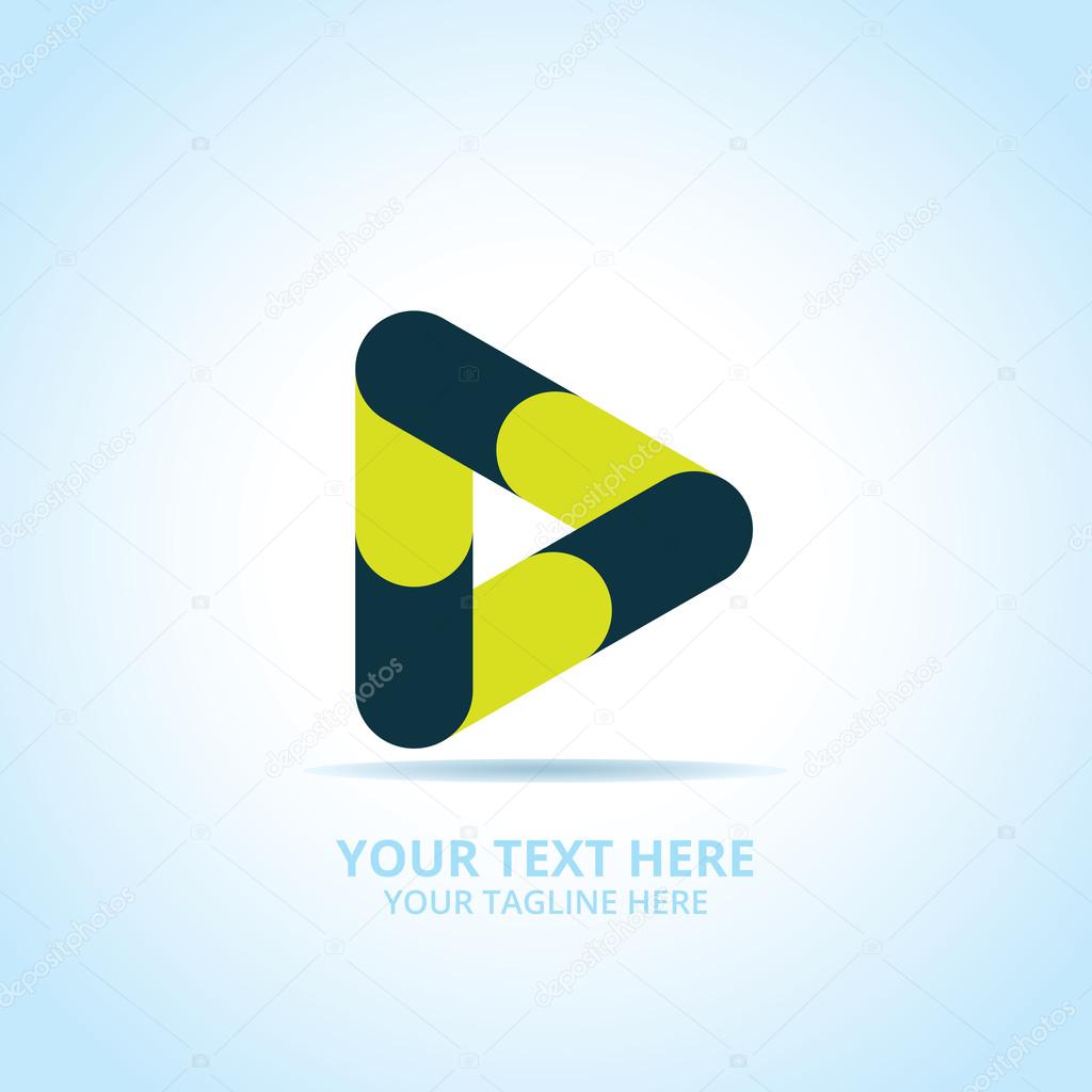 Abstract play logo, design concept, emblem, icon, flat logotype element for template.