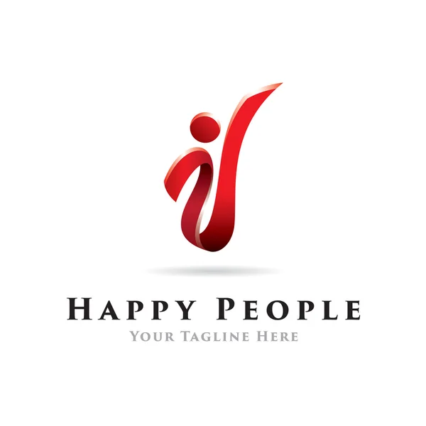 Logo człowiek szczęśliwy wstążka — Wektor stockowy