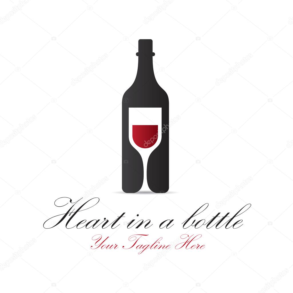 Glass of wine in the bottle logo
