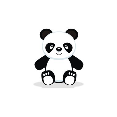 Oturan sevimli panda hayvan düz çizimi, bu resim çocuk kitapları, kartlar, çocuk kıyafetleri ve benzerleri için uygundur.