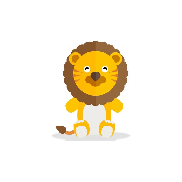 Picture Cute Sitting Lion Flat Animal Illustration Illustration Suitable Children — стоковый вектор