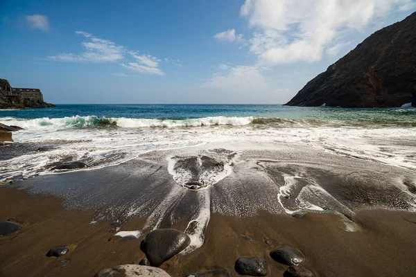 Fekete Homokos Strand Gomera Sziget Kanári Szigetek Spanyolország — Stock Fotó