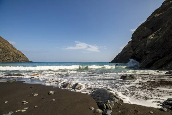 Fekete Homokos Strand Gomera Sziget Kanári Szigetek Spanyolország — Stock Fotó