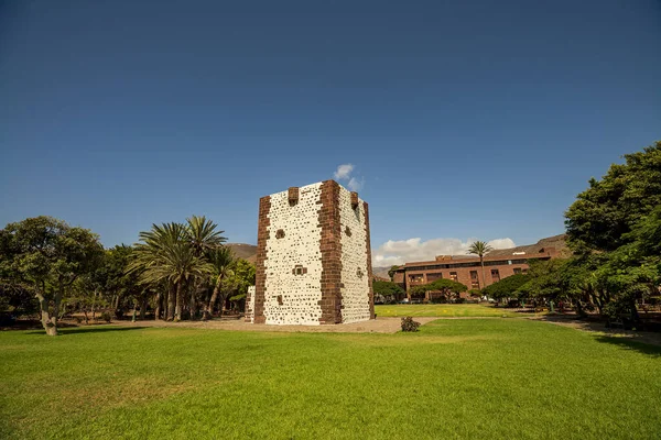 Parque Con Torre Del Conde Siglo Xviii San Sebastián Gomera — Foto de Stock