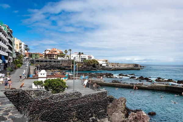 Vista Sul Centro Della Città Sulla Spiaggia Puerto Cruz Tenerife — Foto Stock