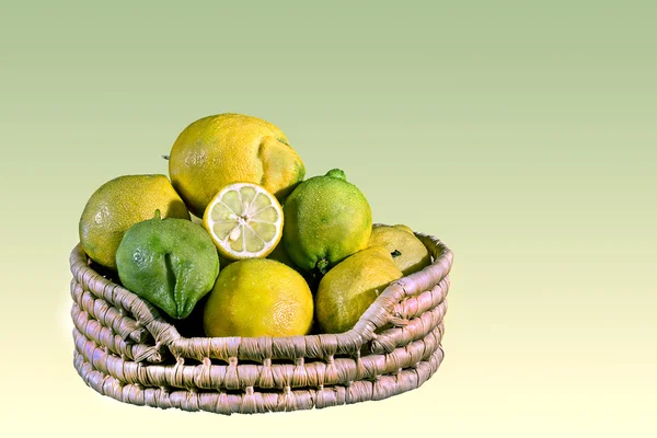 Citrony v košíku 1 — Stock fotografie