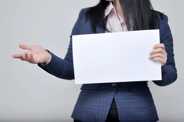 woman holding bussiness sign