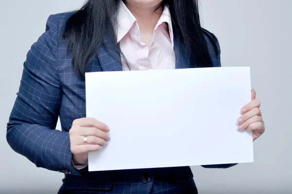 woman with white sign