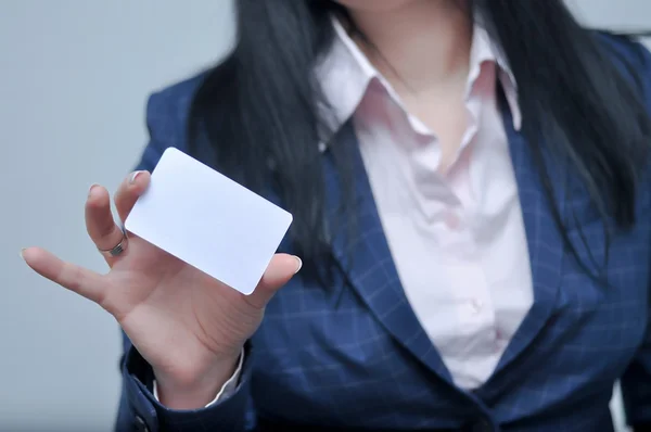 woman with bussiness card