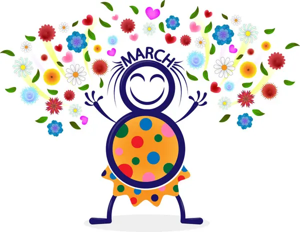  8 Mart 'ta Uluslararası Kadınlar Günü konulu vektör illüstrasyonu.