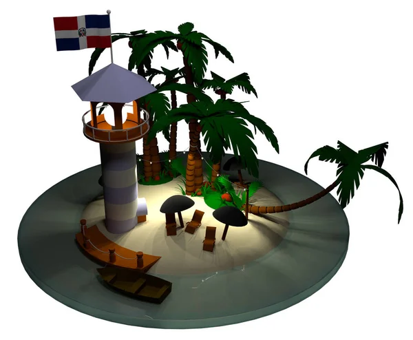 Dominik Cumhuriyeti adasının web tasarımı için 3D logosu