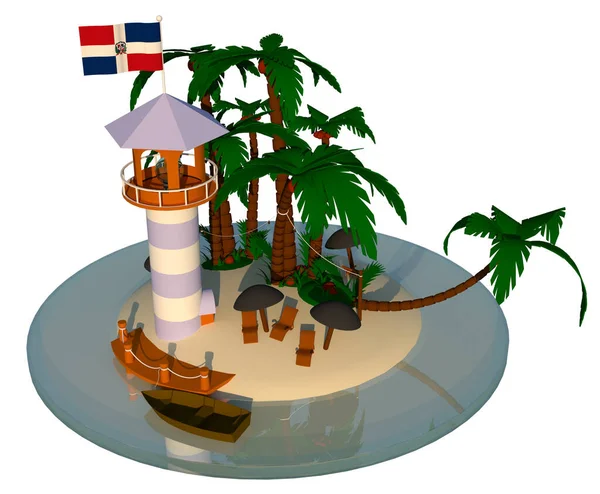 Dominik Cumhuriyeti adasının web tasarımı için 3D logosu