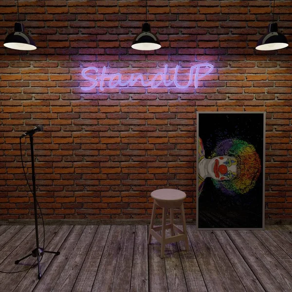 Bir tuğla duvarın arkaplan görüntüsü ve Standup konserleri için sahne
