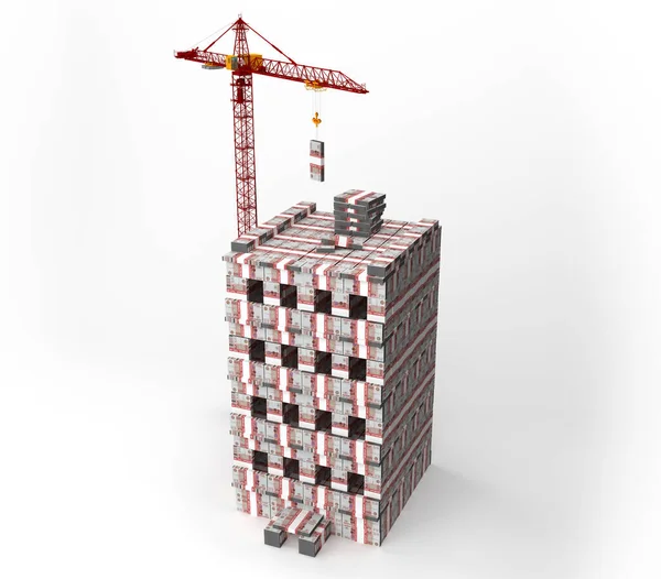 Parayla bir ev inşa etmenin soyut çizimi