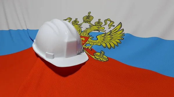 Rusya 'da 3D illüstrasyon-Yapılandırma (bayrağın arka planında kask))