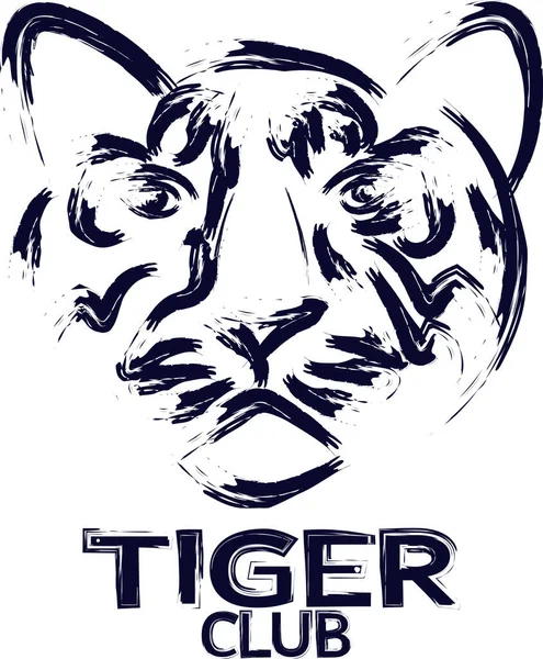 Vector Logo Tiger Club Estilo Boceto — Vector de stock