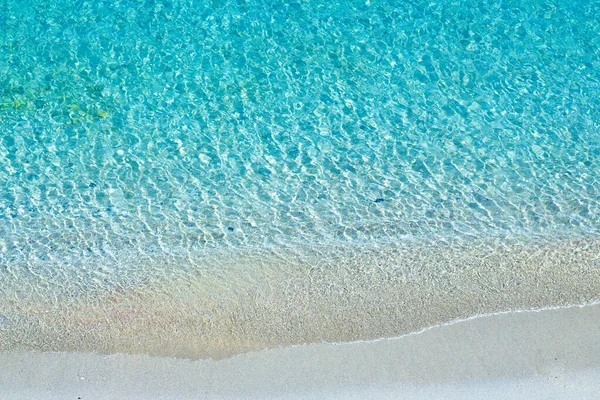 Ondas Marinhas Turquesa Praia Areia Branca Mar Mediterrâneo Vista Cima — Fotografia de Stock