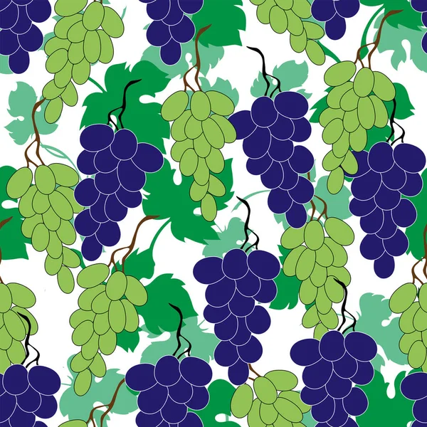Зелений Чорний Виноград Листям Безшовний Шаблон Дизайну Векторні Ілюстрації — стоковий вектор