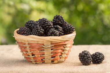 Hasır sepet yeşillik bir arka plan üzerinde BlackBerry