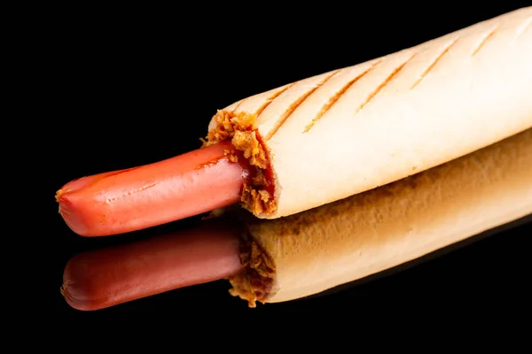 Hot Dog French Sausage Onions Ketchup Mustard — Stock Photo, Image